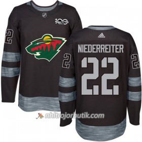 Män Ishockey Minnesota Wild Tröja Nino Niederreiter 22 1917-2017 100th Anniversary Adidas Svart Authentic